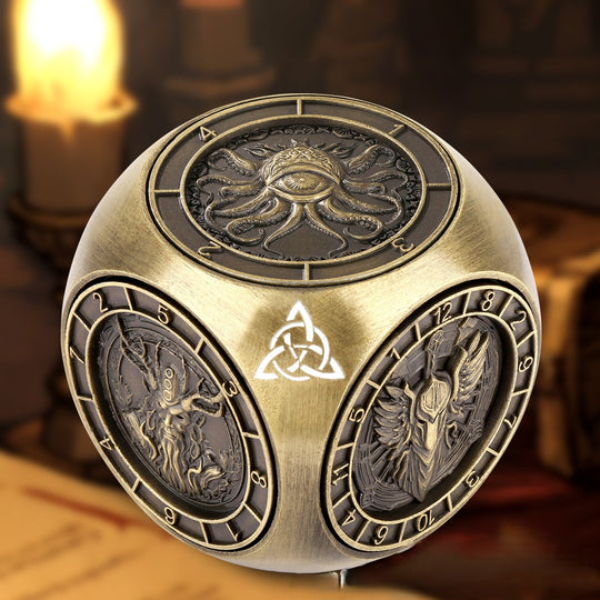 Vintage Heavyweight Metal DND Dice – 1.38" Jumbo Zinc Alloy RPG Die & Desktop Fidget