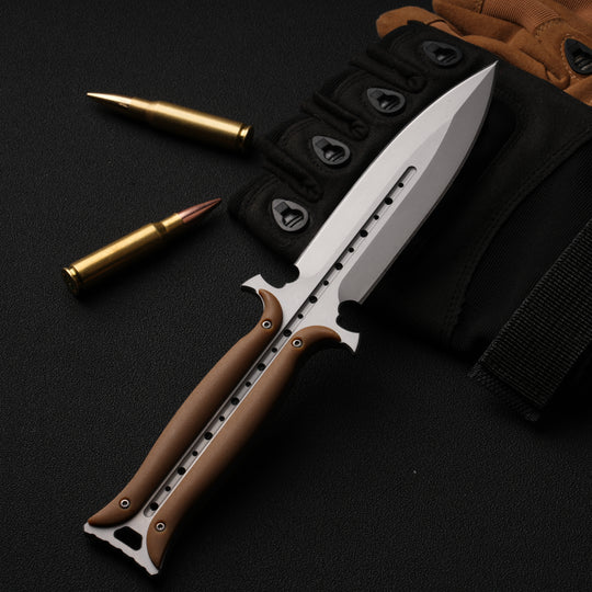 Forged Dawn:Unique Design Integral 4Cr13 Steel EDC Knife with K-Sheath
