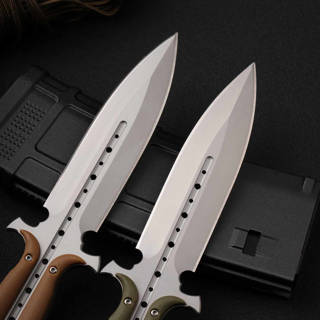 Forged Dawn:Unique Design Integral 4Cr13 Steel EDC Knife with K-Sheath