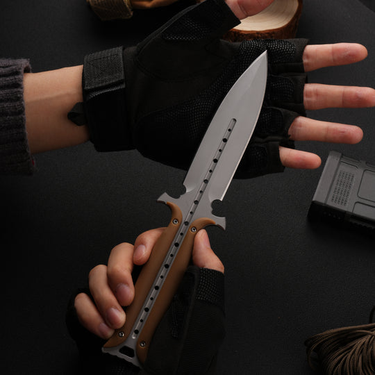 Forged Dawn:Unique Design Integral 4Cr13 Steel EDC Knife with K-Sheath