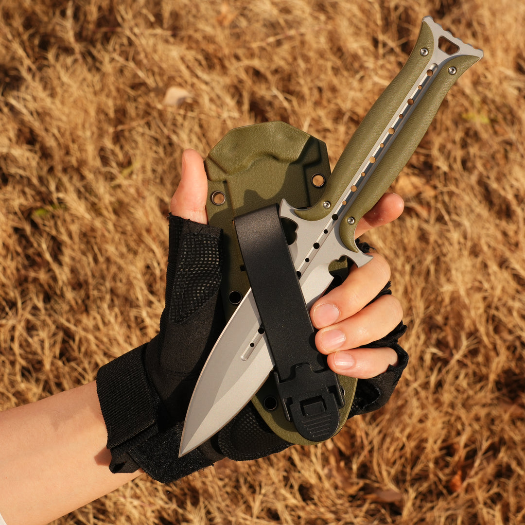 Forged Dawn:Unique Design Integral 4Cr13 Steel EDC Knife with K-Sheath