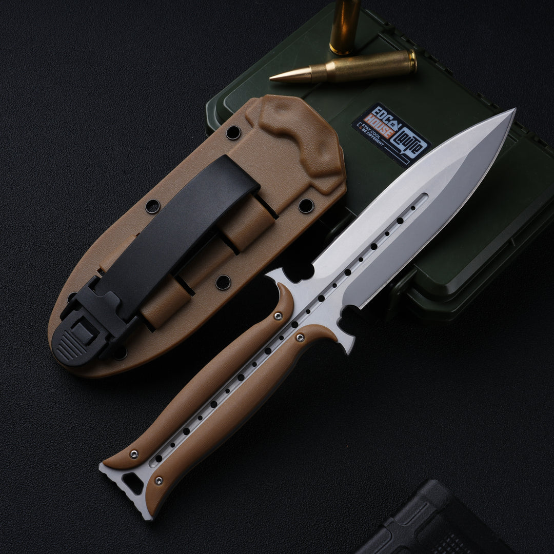 Forged Dawn:Unique Design Integral 4Cr13 Steel EDC Knife with K-Sheath