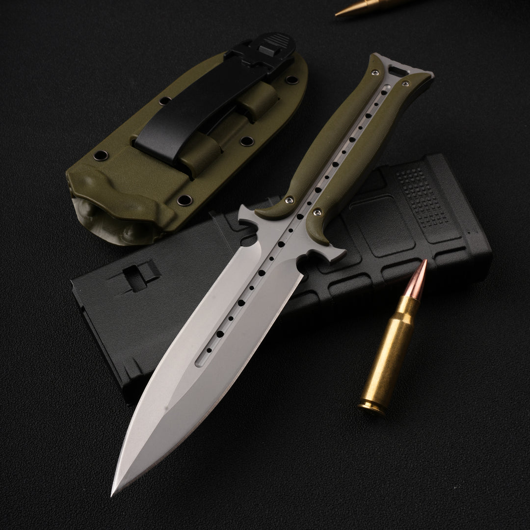 Forged Dawn:Unique Design Integral 4Cr13 Steel EDC Knife with K-Sheath