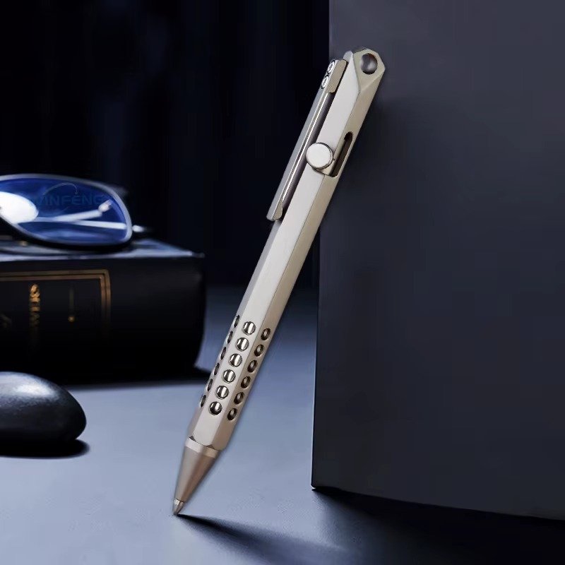 The Ink Bolt:Titanium Hex Bolt-Action Gel Pen