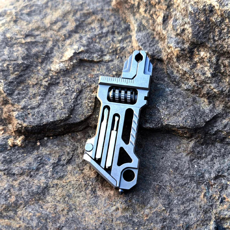 Pocket Transformer:Titanium EDC 6-in-1 Wrench Bottle Opener Bit Driver Multi-tool Gear