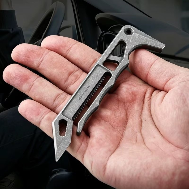 The Auron:Titanium Multi-Function Pry Bar EDC Rescue Tool