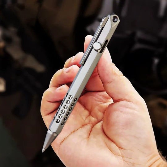The Ink Bolt:Titanium Hex Bolt-Action Gel Pen