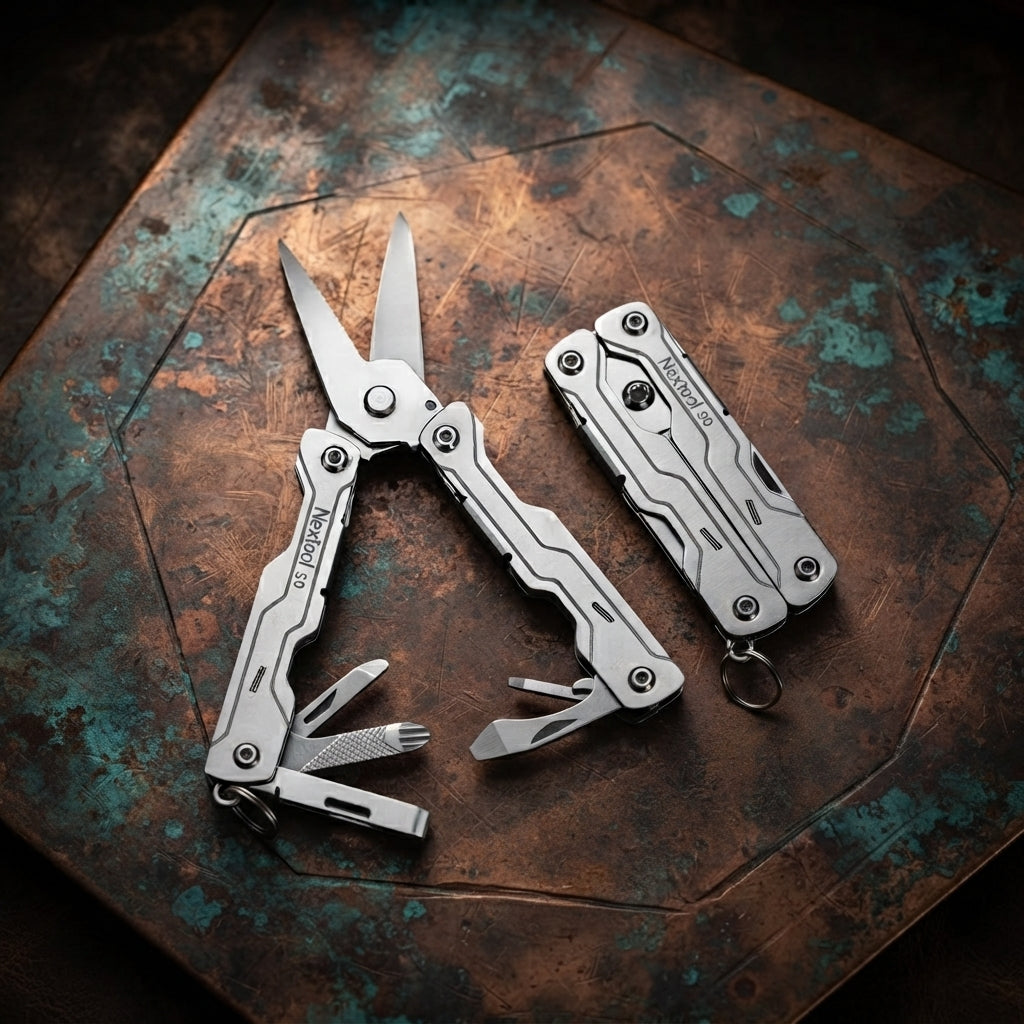 The Veylo:8-in-1 Multi-Functional Folding Compact EDC Tool