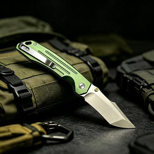 Forest Cheetah:14C28N Steel Button Lock Folding Knife Outdoor EDC Blade