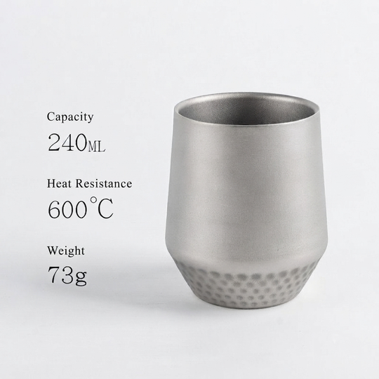 The LUMA:Pure Titanium Hammered Insulated Cup