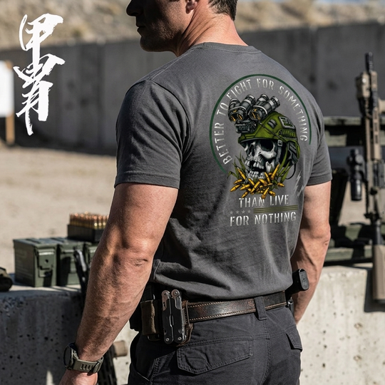 Tough Warrior:Military Style Crew Neck Graphic Tee Short Sleeve Men's T-Shirt