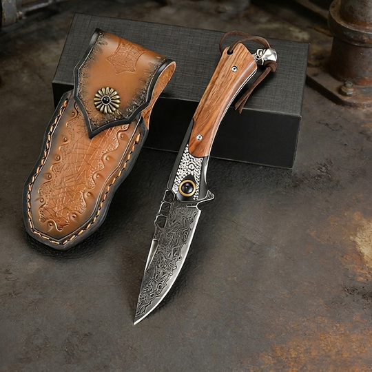 Silver Drake-Survival Blade  Damascus Folding EDC Knife