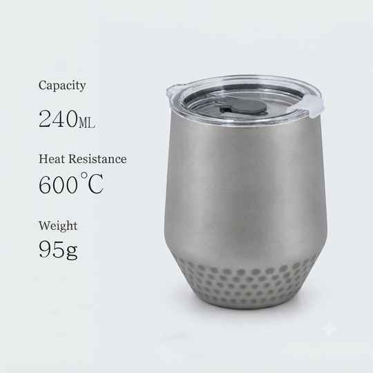 The LUMA:Pure Titanium Hammered Insulated Cup