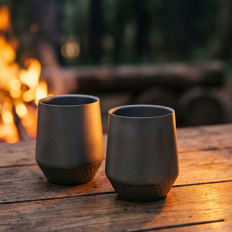 The LUMA:Pure Titanium Hammered Insulated Cup