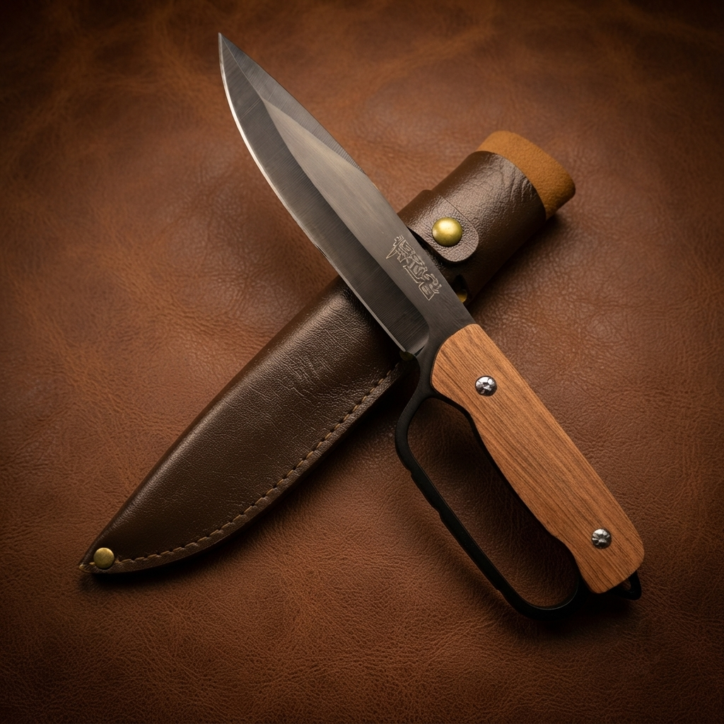 The Stinger-Wooden Carabiner Handle Full Tang EDC Utility Knife