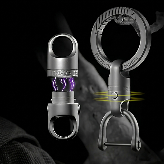 Star-to-Orbit Attraction:Titanium Spin & Pull Keychain Clip Rotatable Quick-Release Buckle