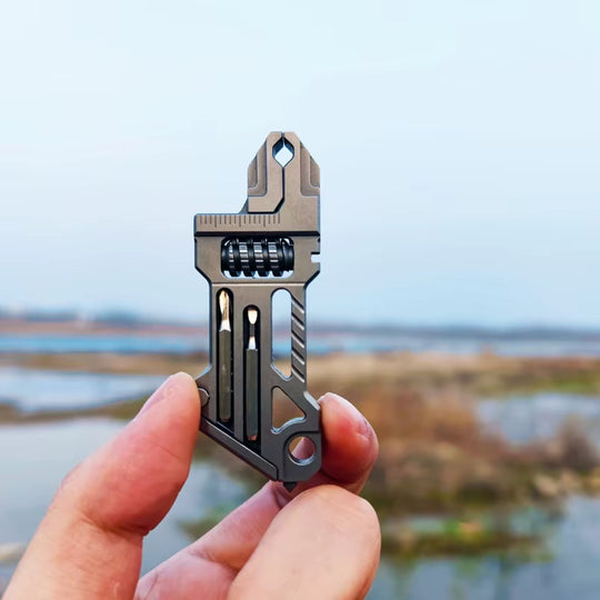 Pocket Transformer:Titanium EDC 6-in-1 Wrench Bottle Opener Bit Driver Multi-tool Gear