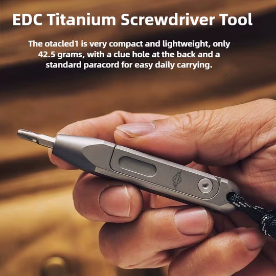 The Maestro:Titanium EDC Screwdriver Tool Featuring 8 Interchangeable S2 Steel 4mm Bits