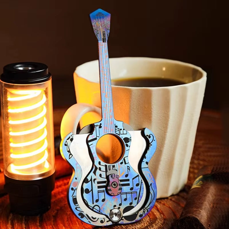 AEGEAN SEA : Pure Titanium Guitar-Shaped Cigar Cutter - Austrian M390 Steel Premium Luxury EDC