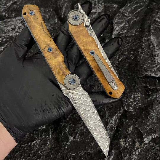 SolarFlame - Damascus EDC Folding Knife