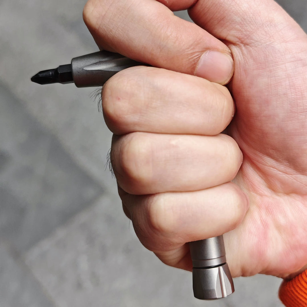 The Zyvro:Titanium 1/4" Folding L-Shape Spinner Ratchet Screwdriver