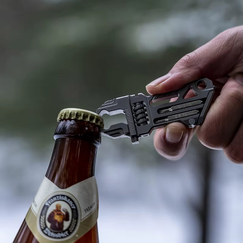 Pocket Transformer:Titanium EDC 6-in-1 Wrench Bottle Opener Bit Driver Multi-tool Gear