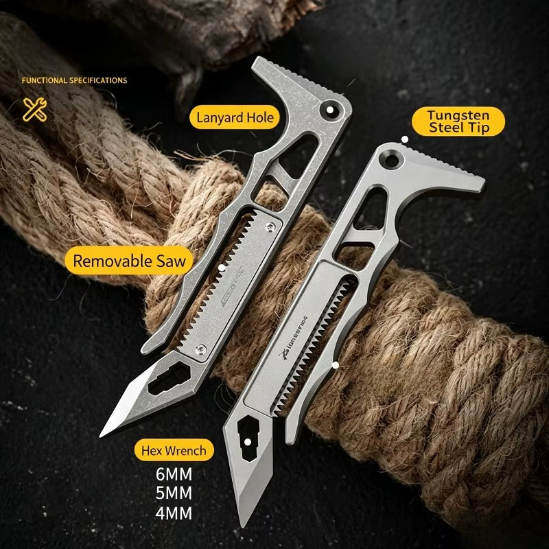 The Auron:Titanium Multi-Function Pry Bar EDC Rescue Tool