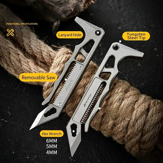 The Auron:Titanium Multi-Function Pry Bar EDC Rescue Tool