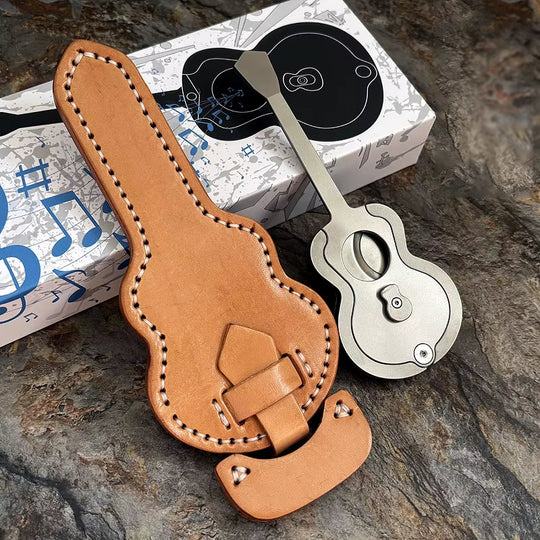 AEGEAN SEA : Pure Titanium Guitar-Shaped Cigar Cutter - Austrian M390 Steel Premium Luxury EDC