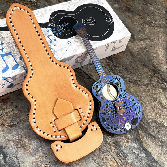 AEGEAN SEA : Pure Titanium Guitar-Shaped Cigar Cutter - Austrian M390 Steel Premium Luxury EDC