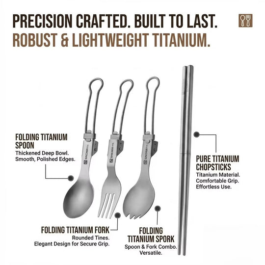 Apex Titanium Folding Cutlery Set | Anti-Corrosion & Ultralight