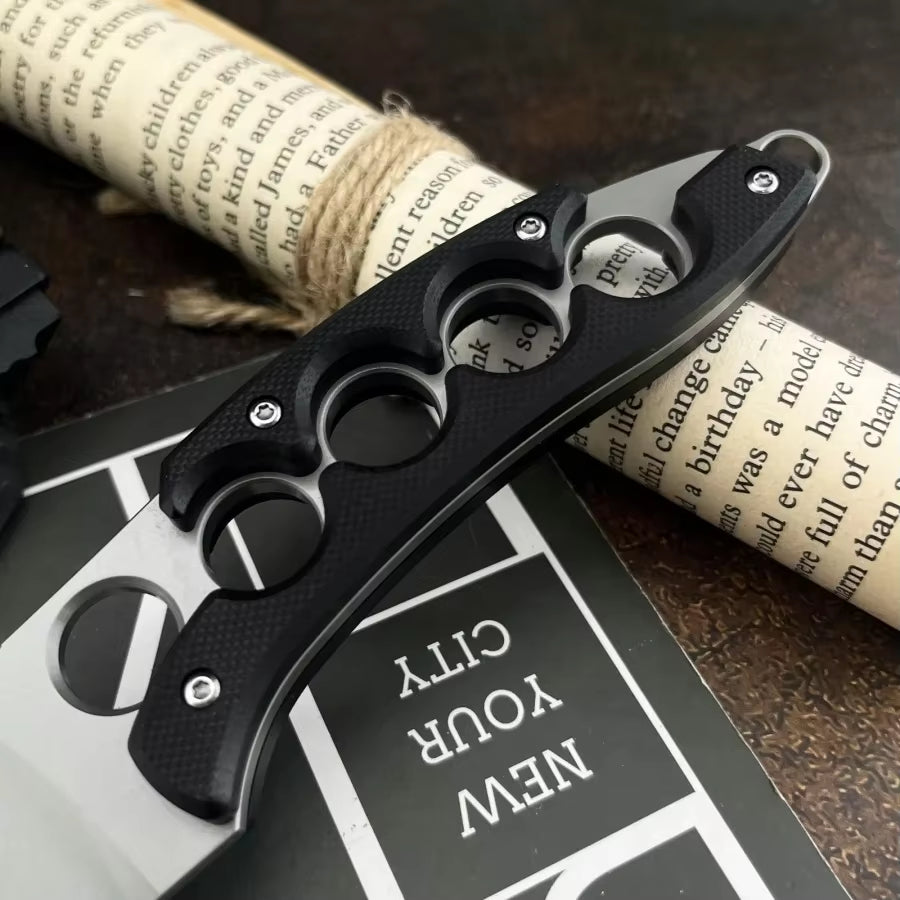 Steel Companion:Knuckle Guard EDC Self-Defense Fixed Blade Knife
