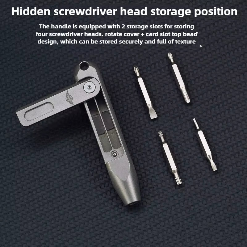 The Maestro:Titanium EDC Screwdriver Tool Featuring 8 Interchangeable S2 Steel 4mm Bits