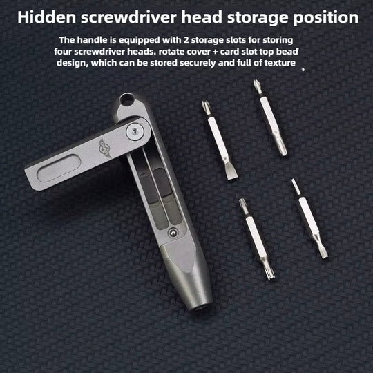 The Maestro:Titanium EDC Screwdriver Tool Featuring 8 Interchangeable S2 Steel 4mm Bits