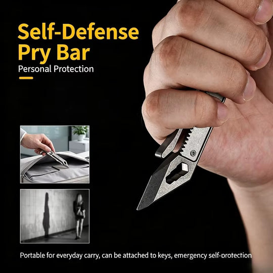 The Auron:Titanium Multi-Function Pry Bar EDC Rescue Tool