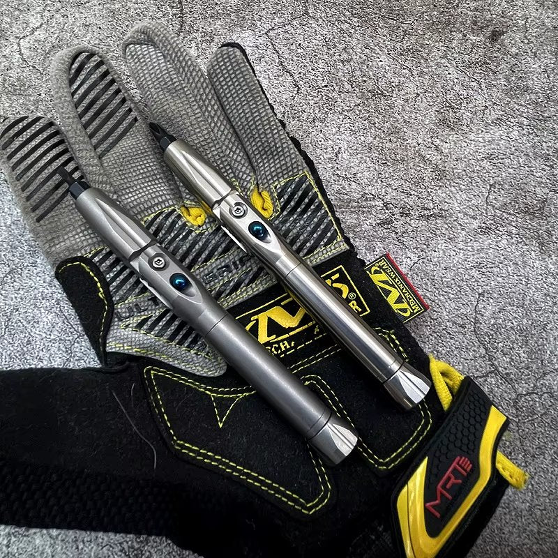 The Zyvro:Titanium 1/4" Folding L-Shape Spinner Ratchet Screwdriver