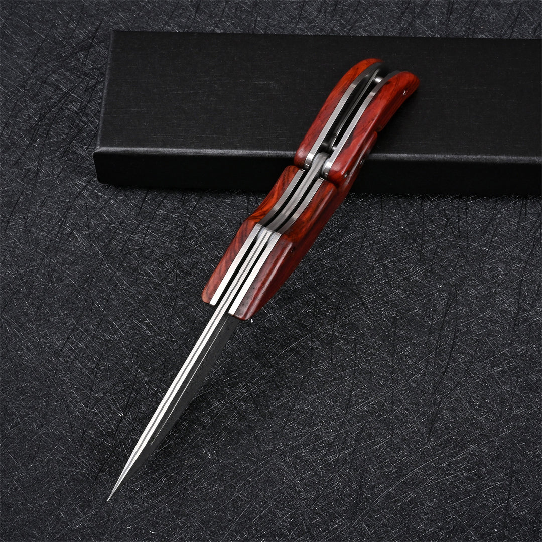Forged for the Wild: Damascus Steel Camp Mechanical Lock Folding Knife