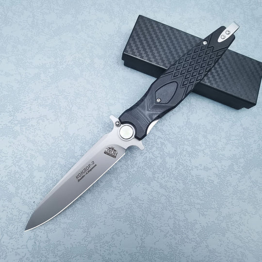 Black Talon Dagger – Tactical Folding EDC Blade with Textured Grip & Satin Finish