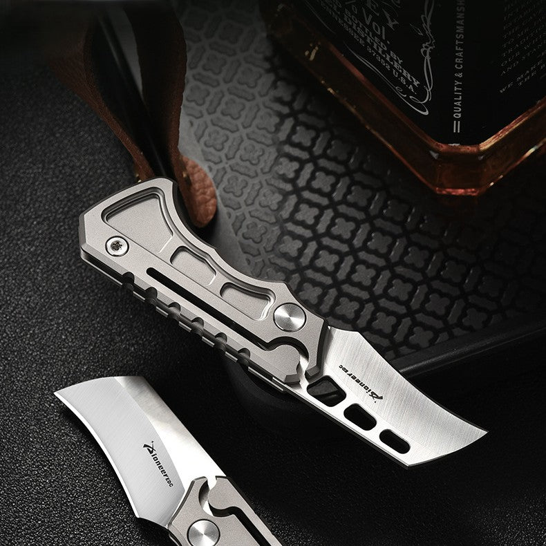 Titan Claw Mini EDC Folding Knife with 14C28N stainless steel and GR5 titanium handle. 