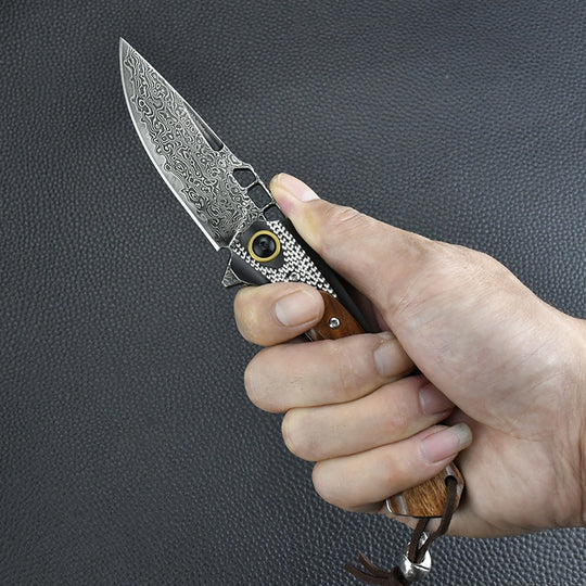 Silver Drake-Survival Blade  Damascus Folding EDC Knife