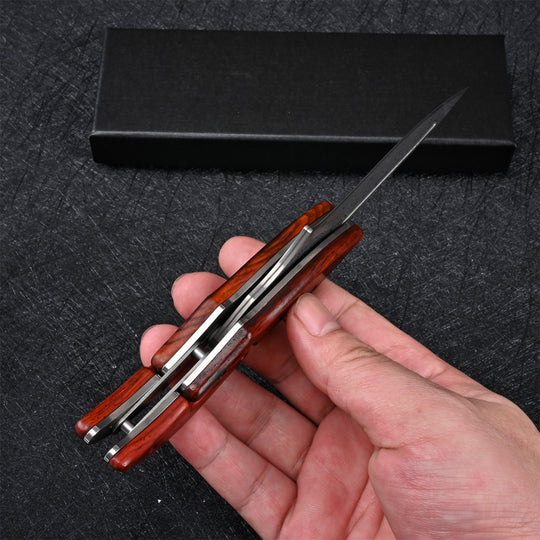 Forged for the Wild: Damascus Steel Camp Mechanical Lock Folding Knife
