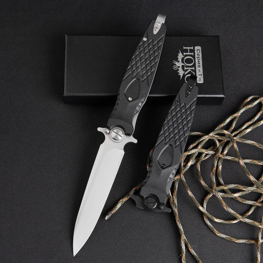Black Talon Dagger – Tactical Folding EDC Blade with Textured Grip & Satin Finish