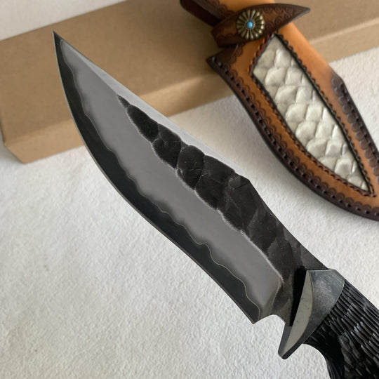 Black Goat:Hand-Forged Sanmai  Damascus Tactical Fixed Blade Knife