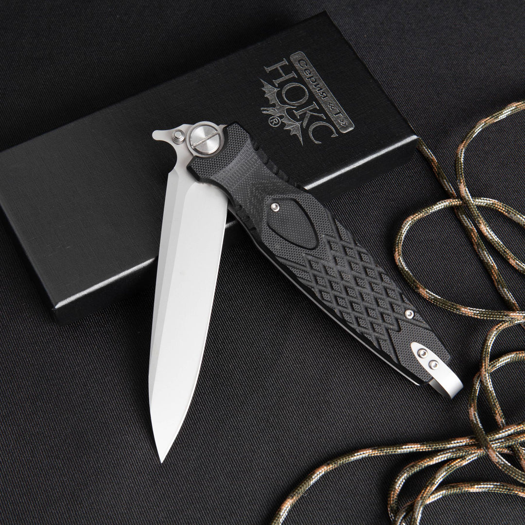 Black Talon Dagger – Tactical Folding EDC Blade with Textured Grip & Satin Finish