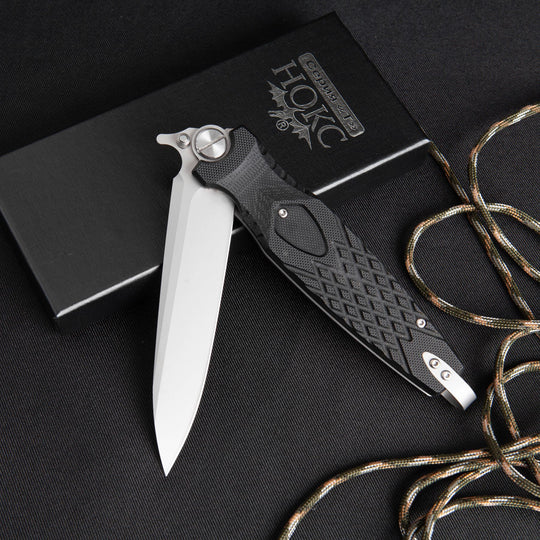 Black Talon Dagger – Tactical Folding EDC Blade with Textured Grip & Satin Finish