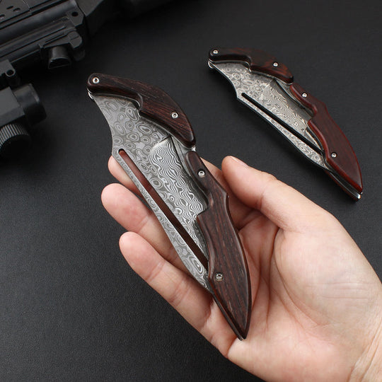Forged for the Wild: Damascus Steel Camp Mechanical Lock Folding Knife