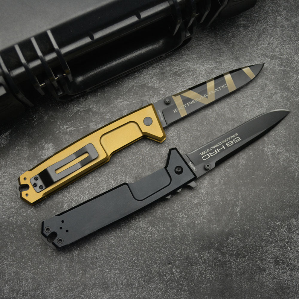 Extrema Ratio Tactical Folding Knife for EDC – CNC Aluminum Handle, Durable Coated Blade
