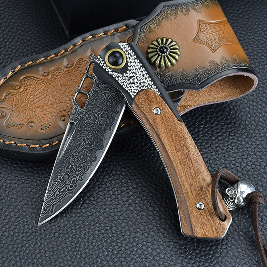 Silver Drake-Survival Blade  Damascus Folding EDC Knife