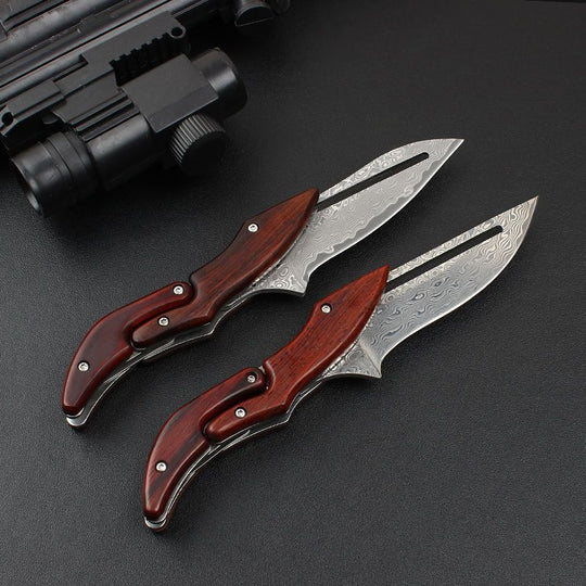 Forged for the Wild: Damascus Steel Camp Mechanical Lock Folding Knife