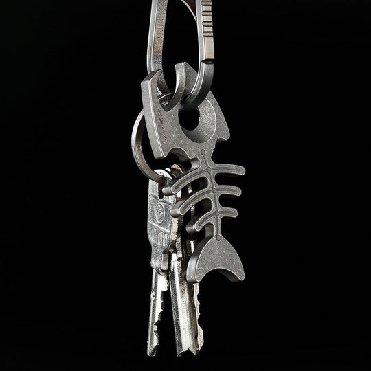 Fish Bone:Titanium Bottle Opener Keychain Pendant EDC Multi-tool